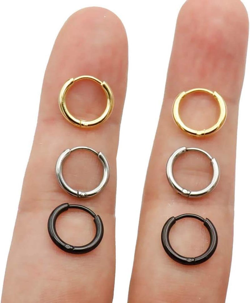 EACHLP Unisex 18K Real Gold Plating Surgical Steel Sleeper Tiny Hoop Earrings,Nose Ring Septum Ring Helix Ring Daith Ring Lip Ring Nipple Ring Snug Ring Rook Ring Body Piercing Jewelry - Image 1